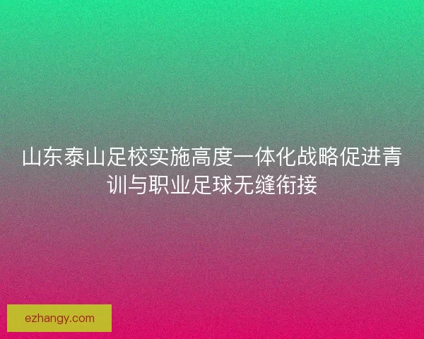 山东泰山足校实施高度一体化战略促进青训与职业足球无缝衔接